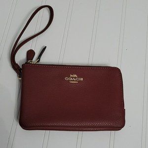 Coach Double Corner Zip Wristlet Wine